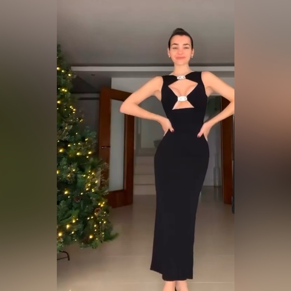 ZARA CUT OUT RHINESTONE MIDI DRESS SIZE L - Picture 5 of 13